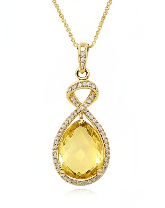 Eternal Radiance Teardrop Yellow Gemstone Pendant