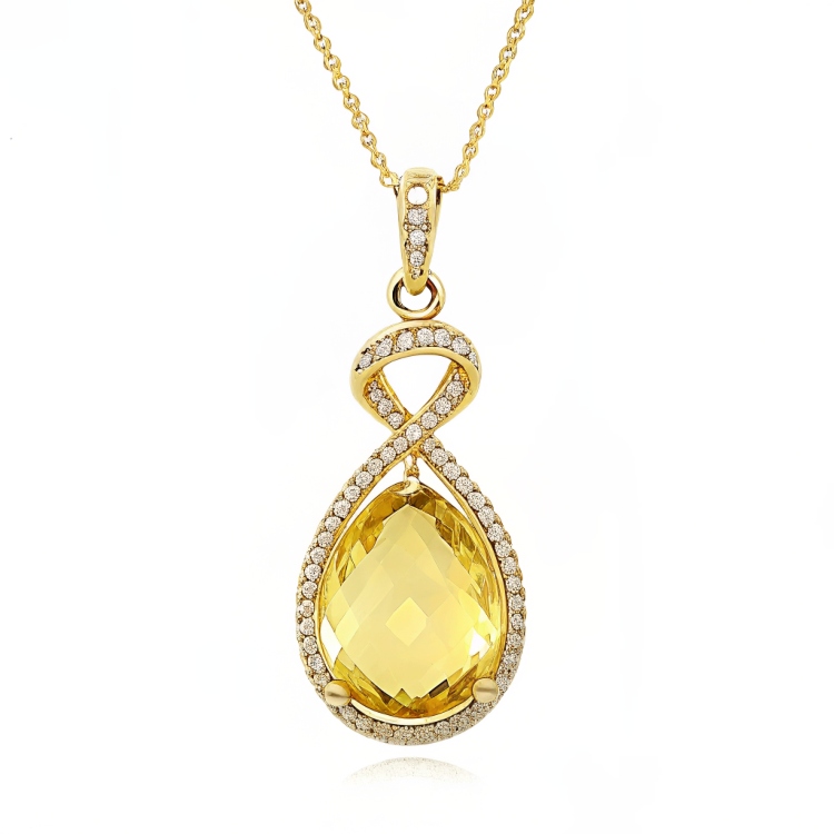 Eternal Radiance Teardrop Yellow Gemstone Pendant
