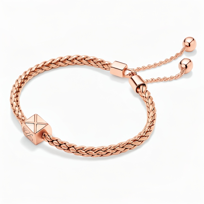 Rose Gold Geometric Braided Adjustable Bracelet
